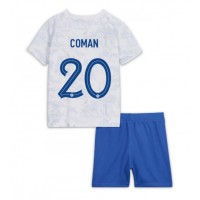 Frankrike Kingsley Coman #20 Bortadräkt Barn VM 2022 Kortärmad (+ Korta byxor)